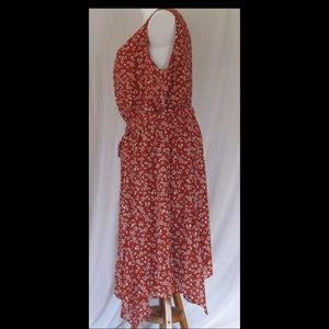 Rust w:Cream Floral Sleeveless Dress Size 20